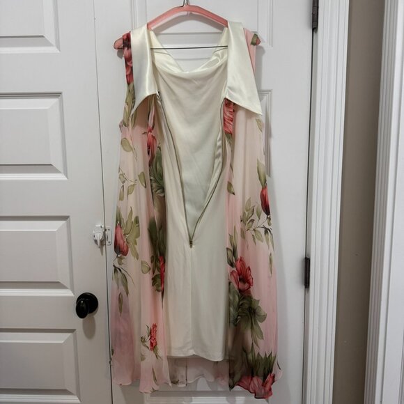 SLNY Floral Chiffon Overlay Sleeveless Shift Dress – Size 16 - Picture 5 of 6